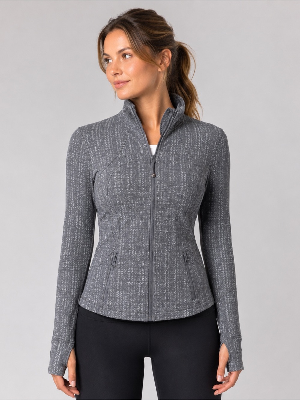 Lululemon Forme Jacket Gray Ziggy Wee Print Full Zip Athletic Jacket Size 4